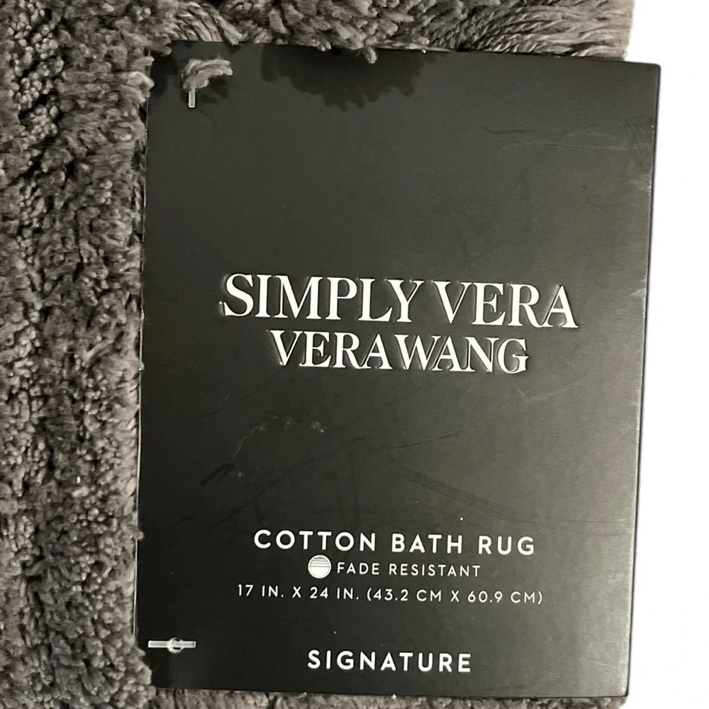 NWT Simply Vera Wang Signature Cotton Bath Rug 17”x 24” Charcoal Gray